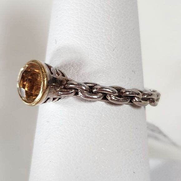 LIKE NEW  Argendor Sterling Silver & 24kt Gold Citrine Rope Chain Band - Picture 3 of 5
